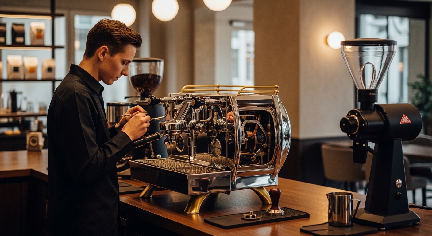 Automatic coffee machine servicing
